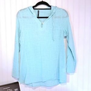 North River Women's Aqua Pullover Long Sleeve Hoodie S Cotton Cover Up